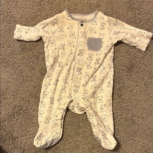 Little Me Cream and Gray Baby Footie
